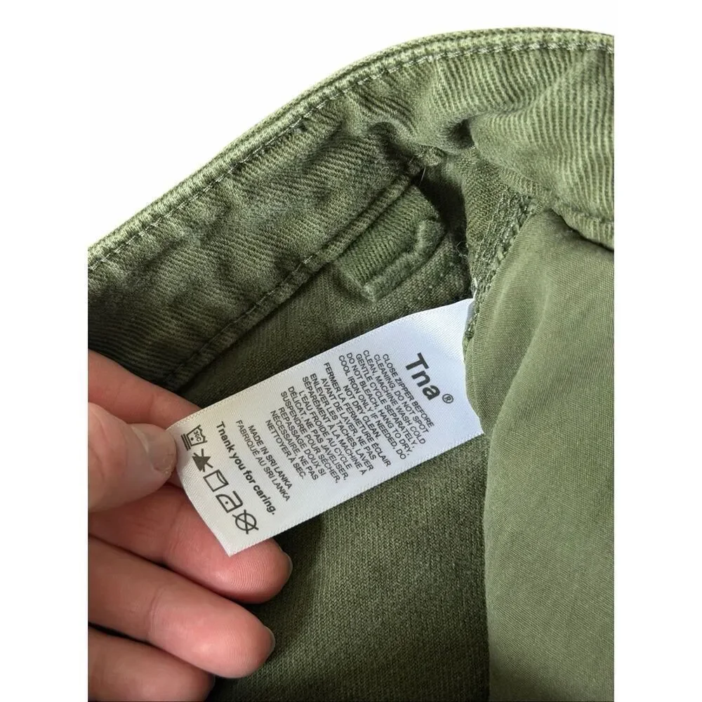 TNA Aritzia Greenwich Pants High waist relaxed twill carpenter Gd fatigue green